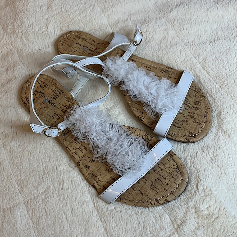 Jaclyn Smith White Tulle Sandals Size 9.5